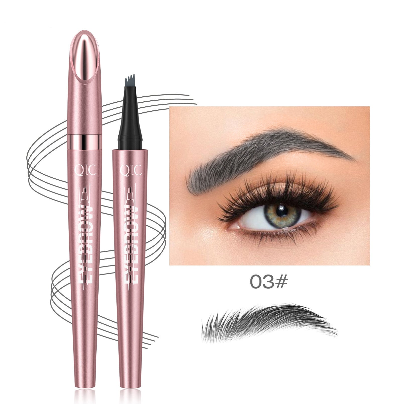 Waterproof 4-Fork Microblading Eyebrow Pen – Long-Lasting Liquid Brow Pencil for Natural Hair-Like Strokes