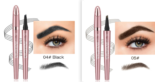 Waterproof 4-Fork Microblading Eyebrow Pen – Long-Lasting Liquid Brow Pencil for Natural Hair-Like Strokes