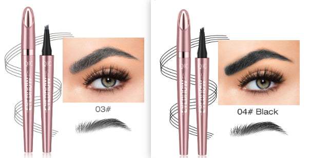 Waterproof 4-Fork Microblading Eyebrow Pen – Long-Lasting Liquid Brow Pencil for Natural Hair-Like Strokes
