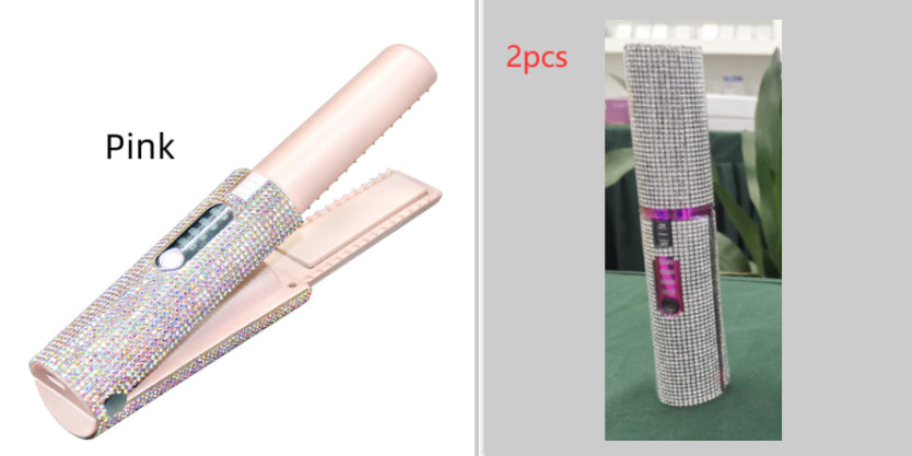 Diamond 2-in-1 Wireless Hair Straightener & Curler - USB Rechargeable Portable Styler