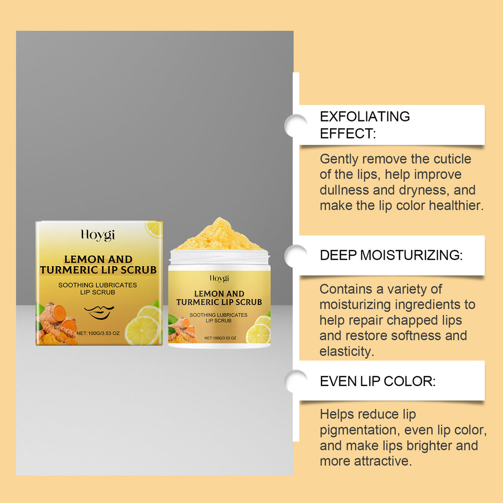 Natural Lip Lightening Scrub - Turmeric & Lemon for Dark Lips