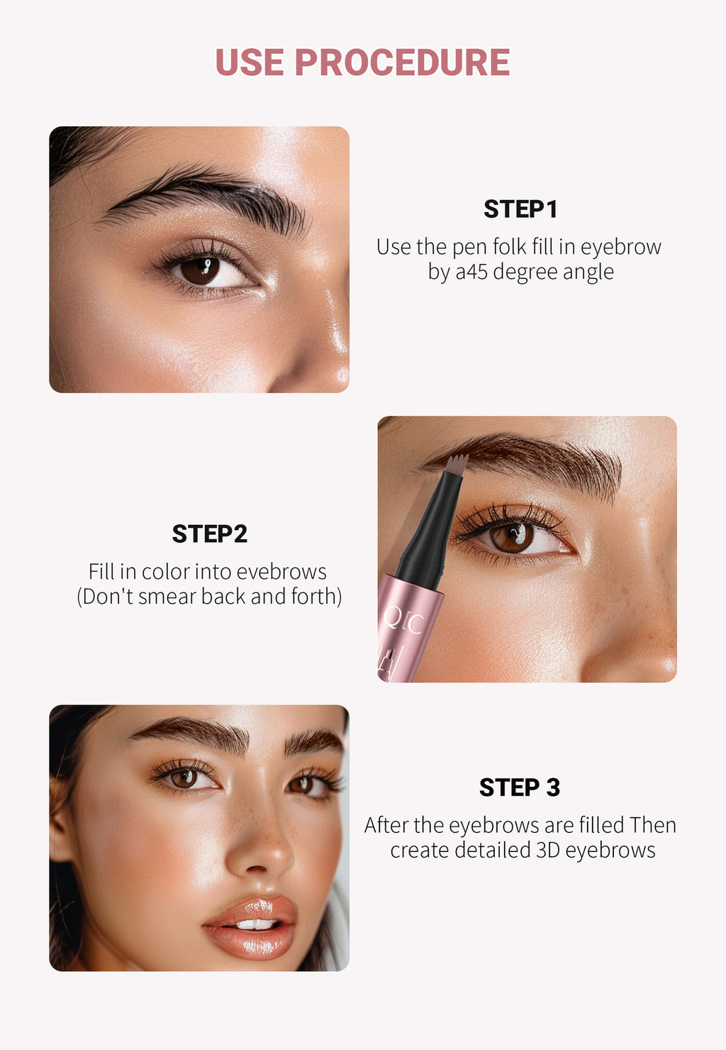 Waterproof 4-Fork Microblading Eyebrow Pen – Long-Lasting Liquid Brow Pencil for Natural Hair-Like Strokes