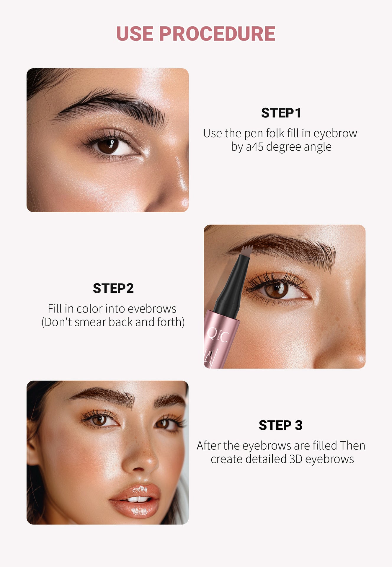 Waterproof 4-Fork Microblading Eyebrow Pen – Long-Lasting Liquid Brow Pencil for Natural Hair-Like Strokes