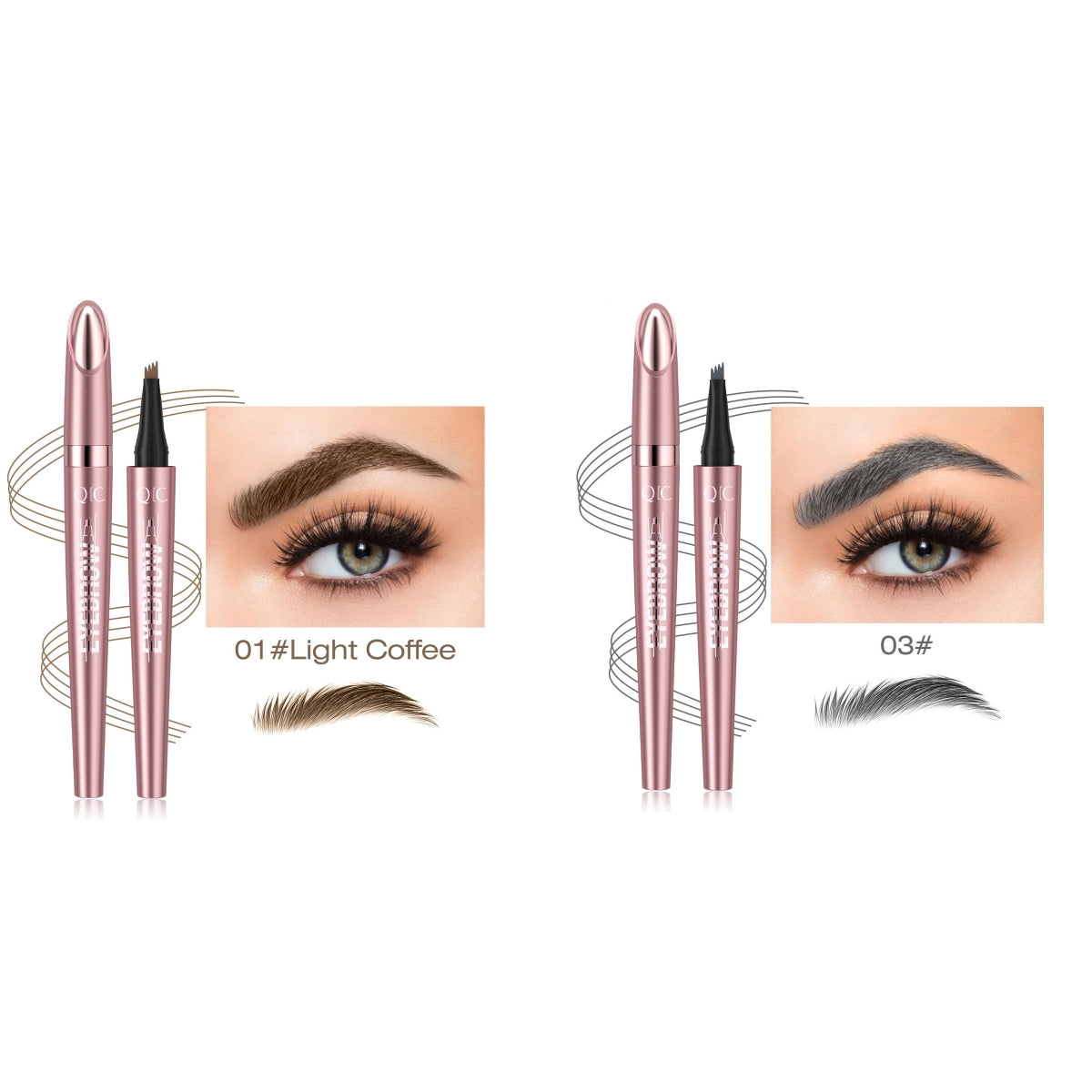 Waterproof 4-Fork Microblading Eyebrow Pen – Long-Lasting Liquid Brow Pencil for Natural Hair-Like Strokes