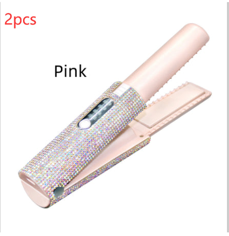 Diamond 2-in-1 Wireless Hair Straightener & Curler - USB Rechargeable Portable Styler