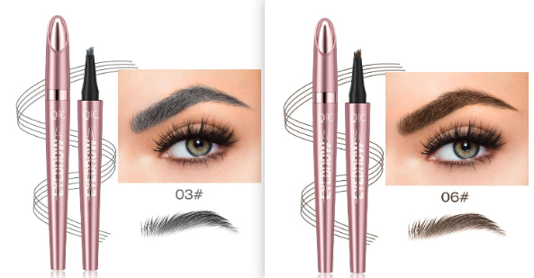 Waterproof 4-Fork Microblading Eyebrow Pen – Long-Lasting Liquid Brow Pencil for Natural Hair-Like Strokes