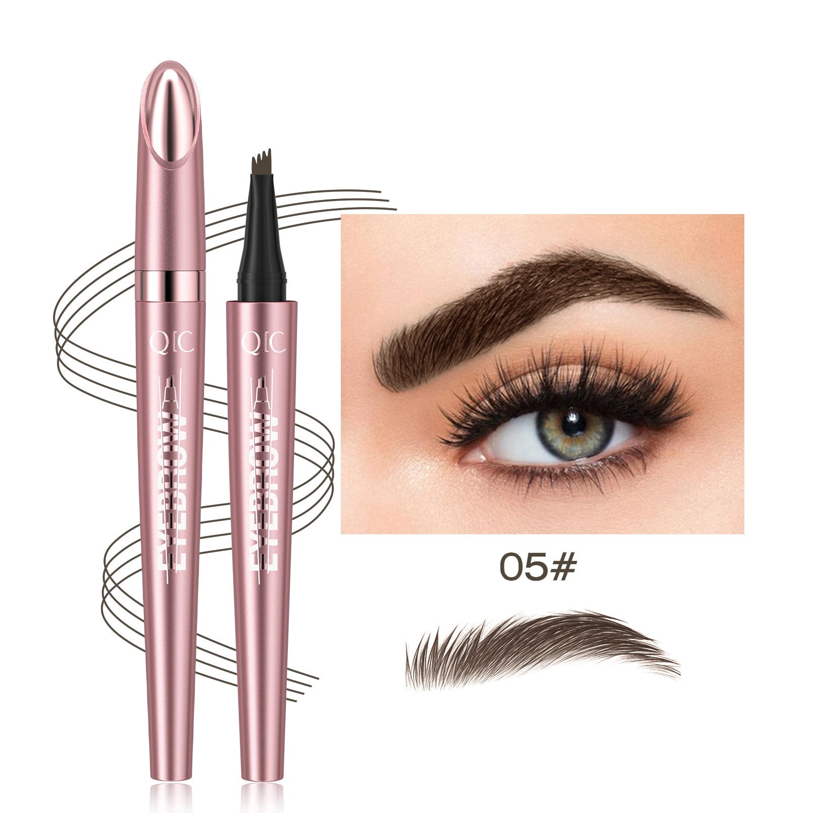 Waterproof 4-Fork Microblading Eyebrow Pen – Long-Lasting Liquid Brow Pencil for Natural Hair-Like Strokes