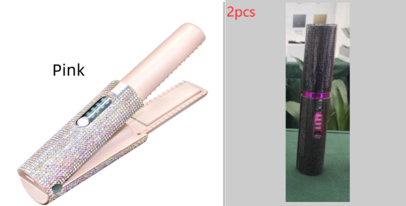 Diamond 2-in-1 Wireless Hair Straightener & Curler - USB Rechargeable Portable Styler