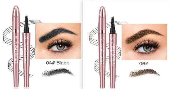 Waterproof 4-Fork Microblading Eyebrow Pen – Long-Lasting Liquid Brow Pencil for Natural Hair-Like Strokes