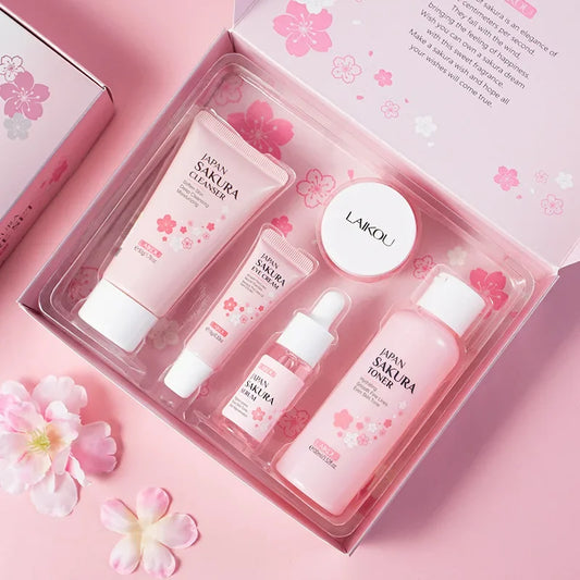 LAIKOU Sakura Skin Care Set - 5-Piece Moisturizing & Anti-Aging Face Care Kit