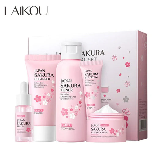 LAIKOU Sakura Skin Care Set - 5-Piece Moisturizing & Anti-Aging Face Care Kit
