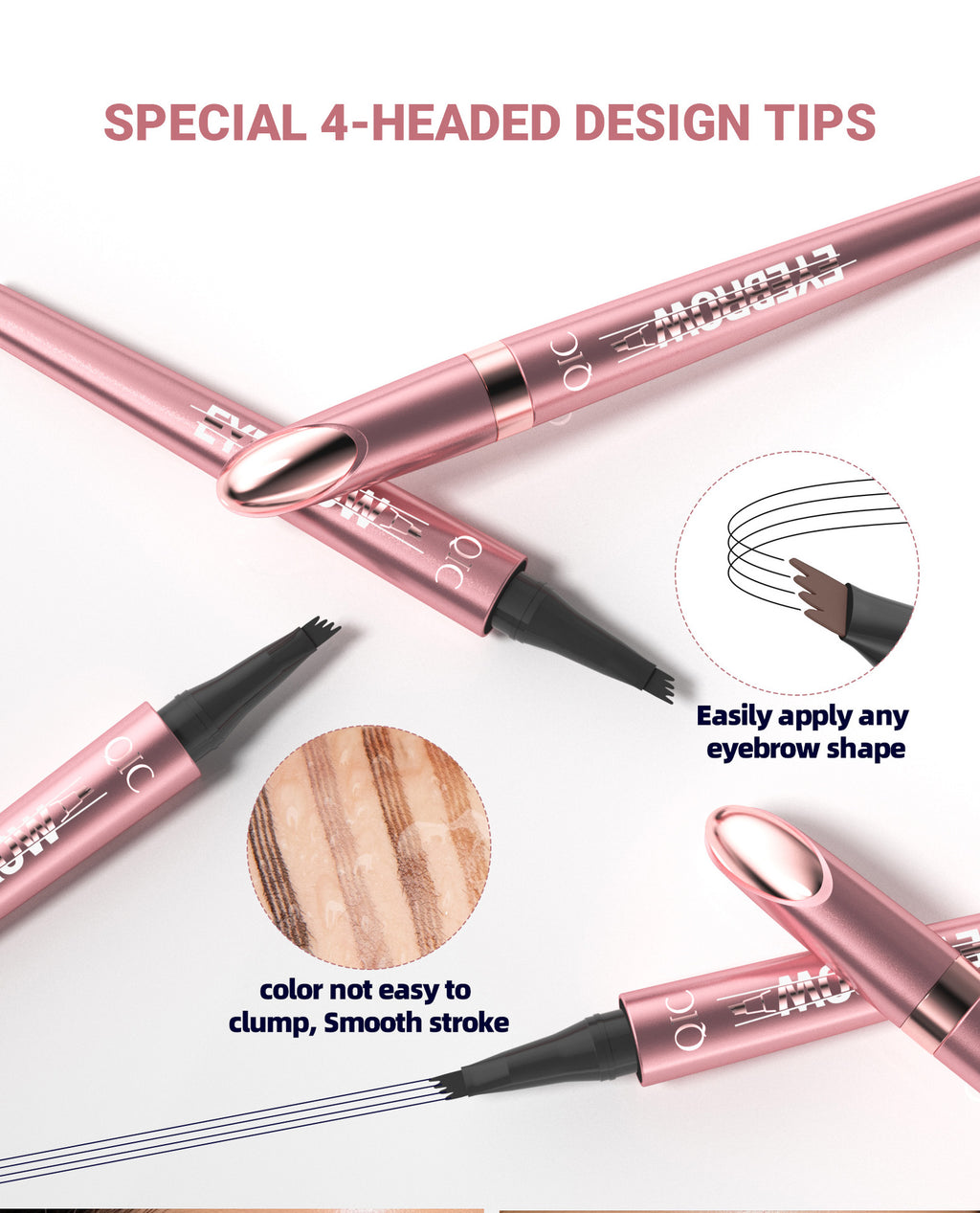 Waterproof 4-Fork Microblading Eyebrow Pen – Long-Lasting Liquid Brow Pencil for Natural Hair-Like Strokes