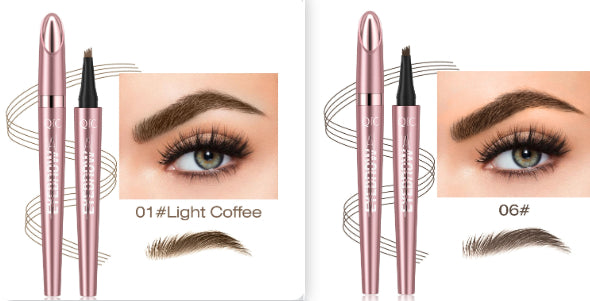 Waterproof 4-Fork Microblading Eyebrow Pen – Long-Lasting Liquid Brow Pencil for Natural Hair-Like Strokes