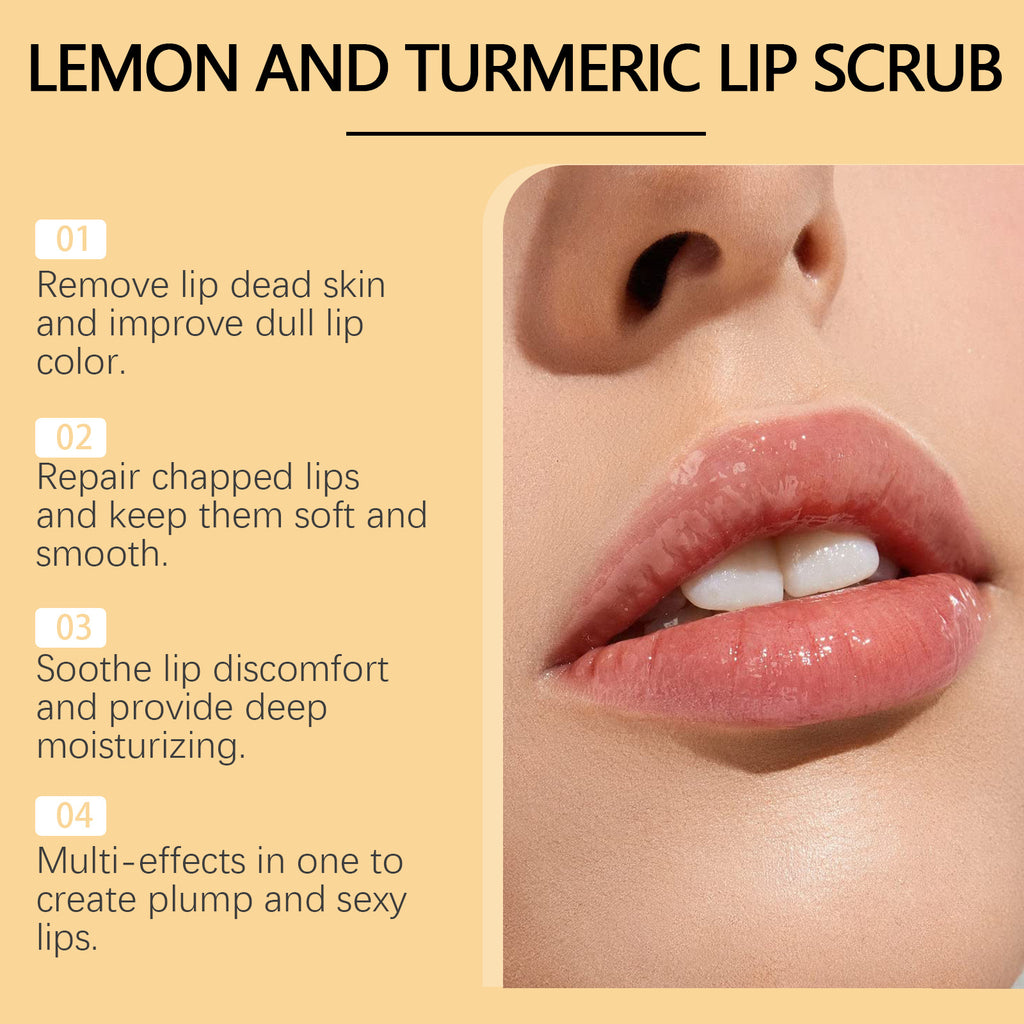 Natural Lip Lightening Scrub - Turmeric & Lemon for Dark Lips