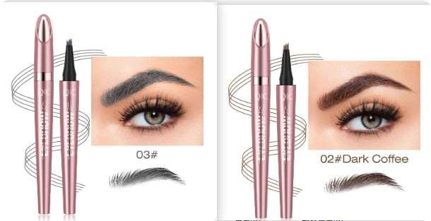 Waterproof 4-Fork Microblading Eyebrow Pen – Long-Lasting Liquid Brow Pencil for Natural Hair-Like Strokes