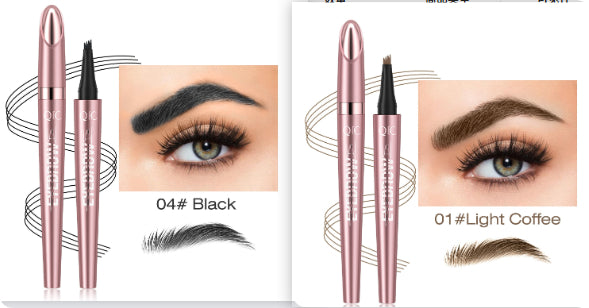 Waterproof 4-Fork Microblading Eyebrow Pen – Long-Lasting Liquid Brow Pencil for Natural Hair-Like Strokes