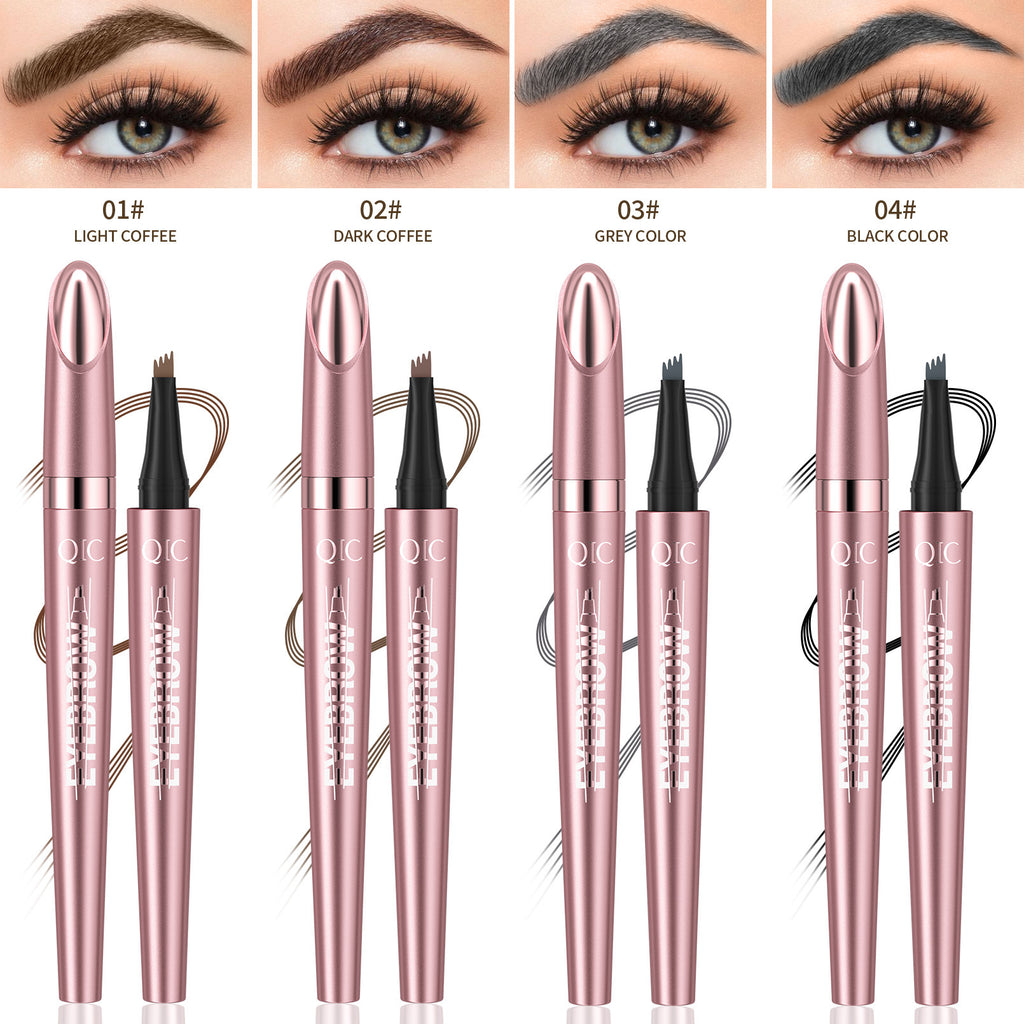 Waterproof 4-Fork Microblading Eyebrow Pen – Long-Lasting Liquid Brow Pencil for Natural Hair-Like Strokes