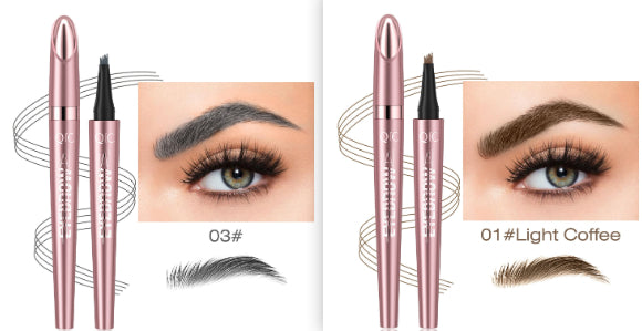 Waterproof 4-Fork Microblading Eyebrow Pen – Long-Lasting Liquid Brow Pencil for Natural Hair-Like Strokes