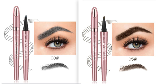 Waterproof 4-Fork Microblading Eyebrow Pen – Long-Lasting Liquid Brow Pencil for Natural Hair-Like Strokes