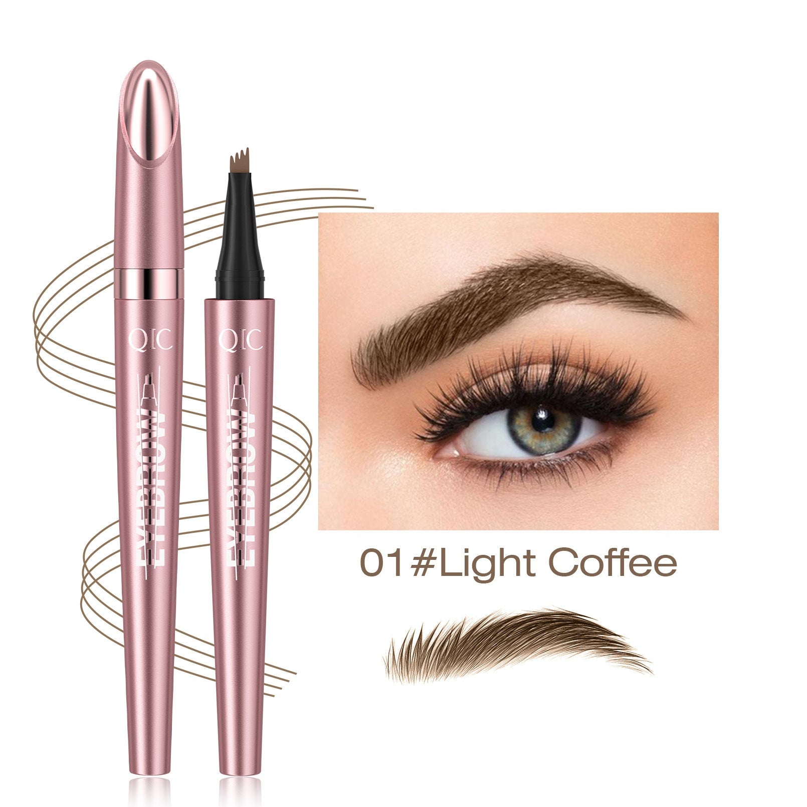 Waterproof 4-Fork Microblading Eyebrow Pen – Long-Lasting Liquid Brow Pencil for Natural Hair-Like Strokes