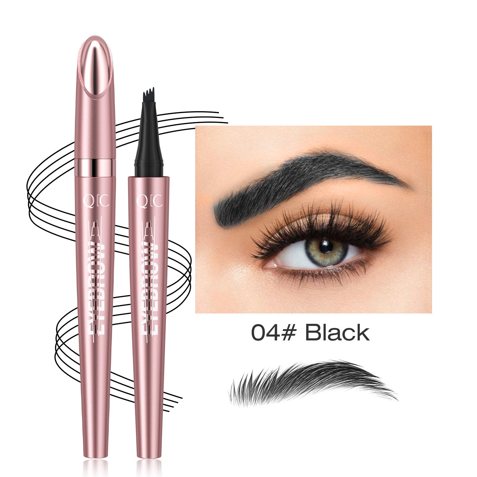 Waterproof 4-Fork Microblading Eyebrow Pen – Long-Lasting Liquid Brow Pencil for Natural Hair-Like Strokes