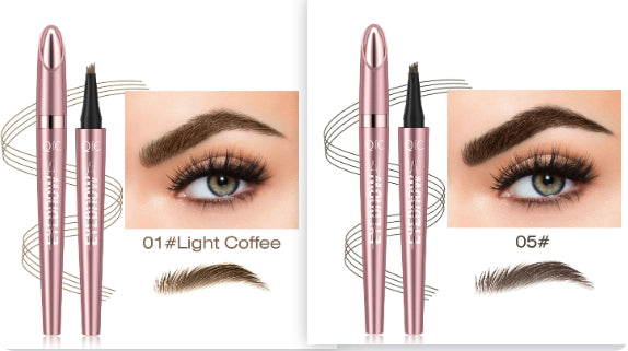 Waterproof 4-Fork Microblading Eyebrow Pen – Long-Lasting Liquid Brow Pencil for Natural Hair-Like Strokes